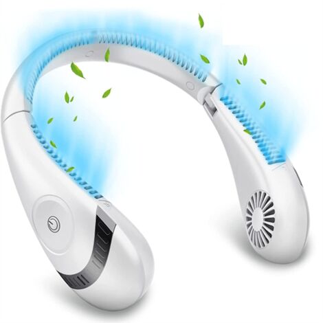 Portable Neck Fan,Foldable Bladeless Neck Fan,5000mAh Hands Free Fan,3 Speed ​​Adjustments,360 Degree Airflow Fan,White