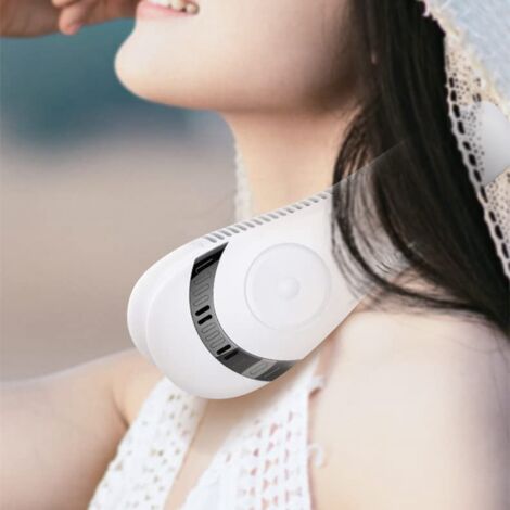 Portable Neck Fan,Foldable Bladeless Neck Fan,5000mAh Hands Free Fan,3 Speed ​​Adjustments,360 Degree Airflow Fan,White