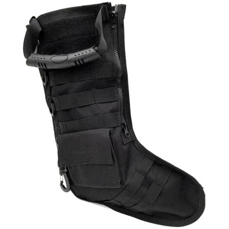 Tactical Christmas Stocking with MOLLE Gear Webbing Hanging Sock Storage Bag Pouch Black