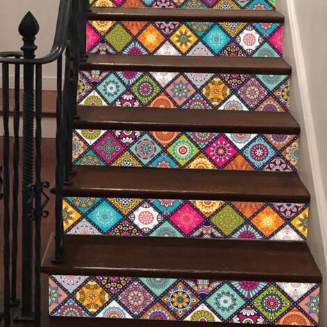 6Pcs Staircase Stair Riser Floor Sticker DIY Wall Decal Fashion Stairs Decal Home Decor