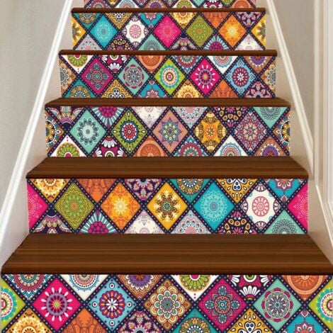 6Pcs Staircase Stair Riser Floor Sticker DIY Wall Decal Fashion Stairs Decal Home Decor