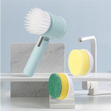 Electric Cleaning Brush Bathroom Wash Brush Kitchen Cleaning Tool USB 5-in-1 Handheld Bathtub Brush Electric Brush blue