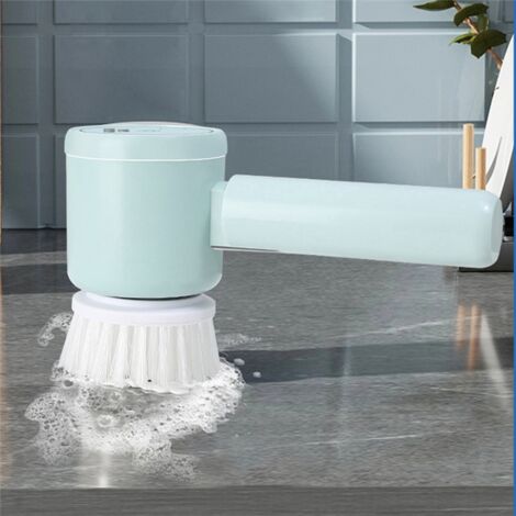 Electric Cleaning Brush Bathroom Wash Brush Kitchen Cleaning Tool USB 5-in-1 Handheld Bathtub Brush Electric Brush blue
