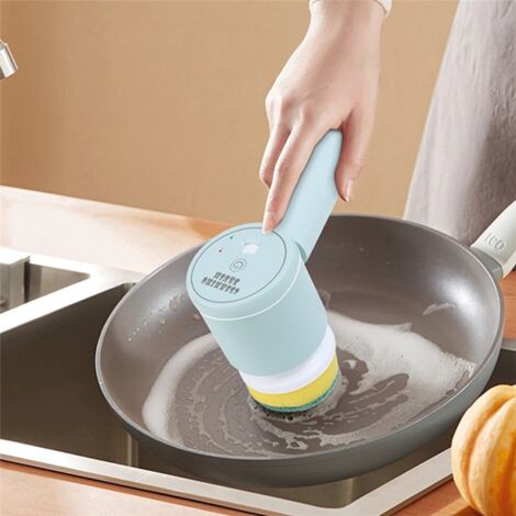 Electric Cleaning Brush Bathroom Wash Brush Kitchen Cleaning Tool USB 5-in-1 Handheld Bathtub Brush Electric Brush blue