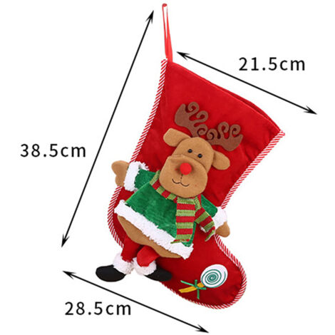 3 Pcs Christmas Stocking Candy Gift Bag Xmas Tree Hanging Decor Bag for Christmas Home New Year Fireplace Decoration