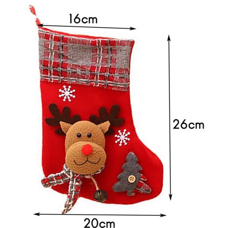 3Pcs Christmas Stocking Santa Claus Candy Sock Gift Bag Xmas Tree Hanging Decor Bag for Christmas Decoration