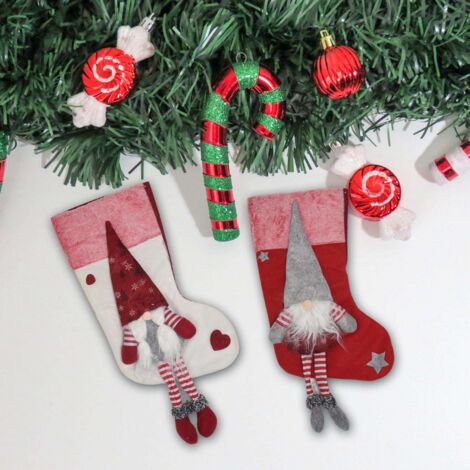 2 Pcs Christmas Stockings, Xmas Stockings Decorations, Santa Claus Gift Candy Bag for Xmas Holiday Party Home Decoration