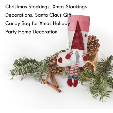 2 Pcs Christmas Stockings, Xmas Stockings Decorations, Santa Claus Gift Candy Bag for Xmas Holiday Party Home Decoration