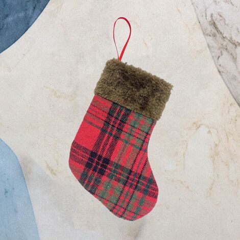10pcs Christmas Stockings Fabric Santa Claus Sock Gift Kids Candy Bag Snowman Deer Decoration For Christmas Tree
