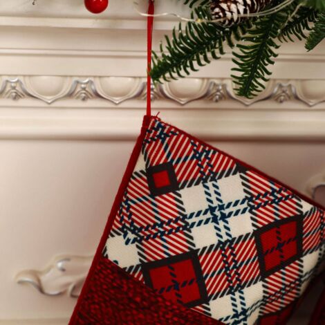 Christmas Stockings, 3 Pack Fireplace Christmas Tree Hanging Stockings for Family Holiday Decor, Santa Claus/Snowman/Elk