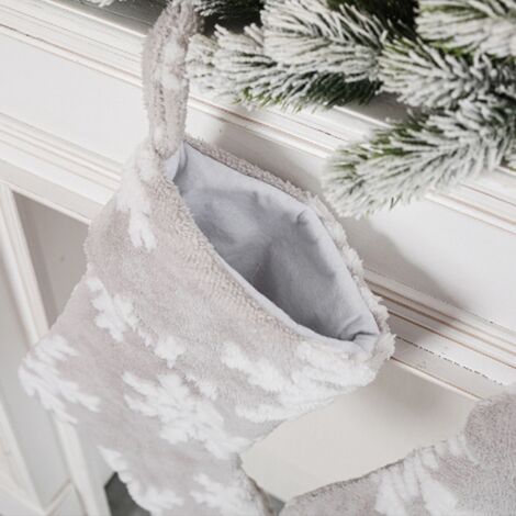 Christmas Stocking Snowflake Pattern Candy Sock Gift Bag Xmas Tree Hanging Decor Bag for Christmas Decoration