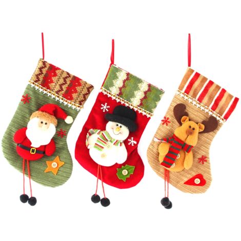 Santa Christmas Stocking Christmas Stockings Fireplace Hanging Stockings for Family Holiday Party