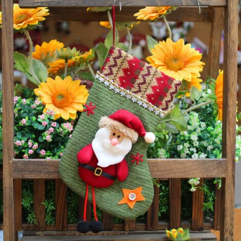Santa Christmas Stocking Christmas Stockings Fireplace Hanging Stockings for Family Holiday Party