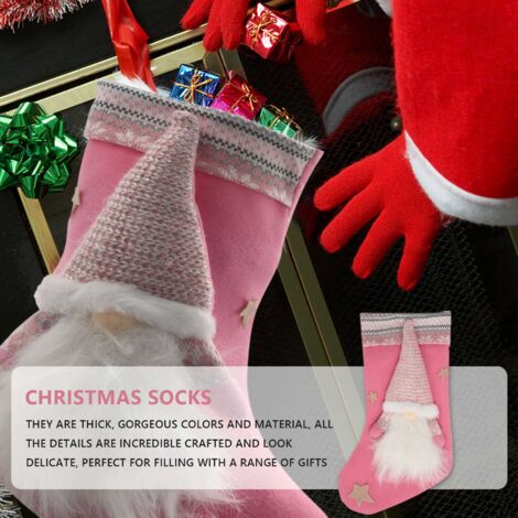 Christmas Stockings, Xmas Stockings Decorations, Santa Claus Gift Candy Bag for Holiday Party Home Decoration, B