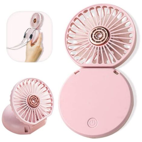 Handheld Fan, Portable Neck Fan, Folding Fan,Rechargeable Fan Cute Design Fan for Kids Girls Women Men (Pink)