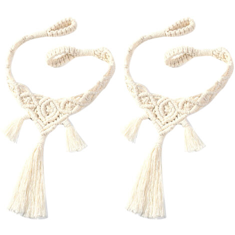 2 Pack Woven Curtain Tiebacks Handmade Macrame Decorative Curtain Holdbacks Boho Home Decor Farmhouse Curtain
