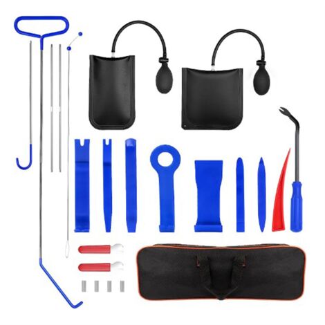 Car Emergency Kit with Car Window Wedge, Air Wedge Bag Pump, Long Reach Grabber, Auto Trimming Removal Tool