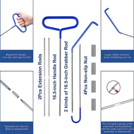Car Emergency Kit with Car Window Wedge, Air Wedge Bag Pump, Long Reach Grabber, Auto Trimming Removal Tool