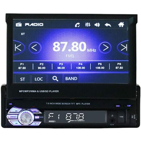 Car Stereo MP5 Player 7 Inch Retractable Press Screen Support 1080P USB Port Bluetooth AUX FM/AM Radio