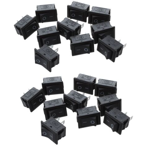 Mini Rocker Spst 10 Pcs SPST Mini Black 2 Pin Rocker Switch AC 125V 10A 250V 6A X2 I043183