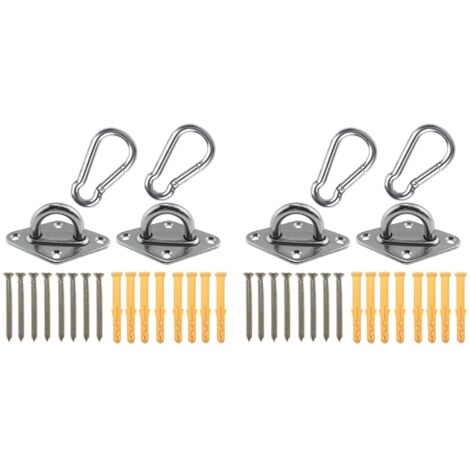 Heavy Duty Zinc Galvanized Steel Pad Eye Plates - 2 Pack M6 Hooks For Hammocks, Swings, Punching Bags