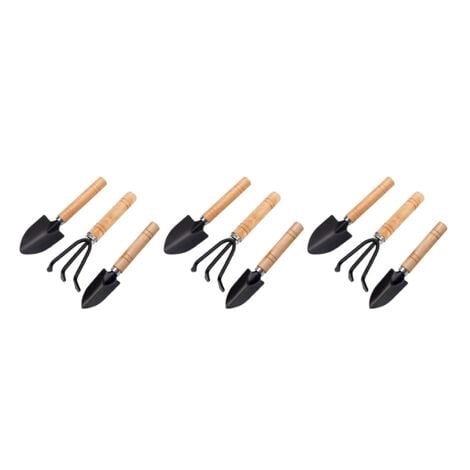 Set of 9 Mini Garden Tool Hand Planting Tools Small Shovel Rake Spade Wood Handle Planting Tools