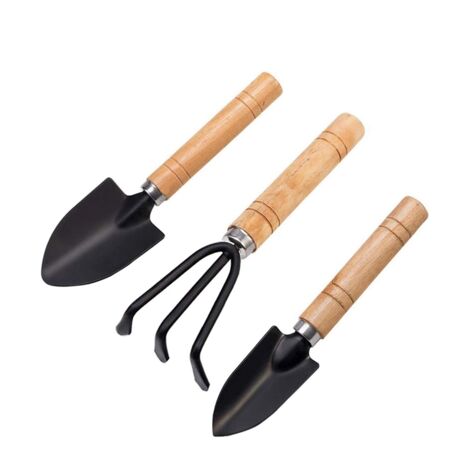 Set of 9 Mini Garden Tool Hand Planting Tools Small Shovel Rake Spade Wood Handle Planting Tools