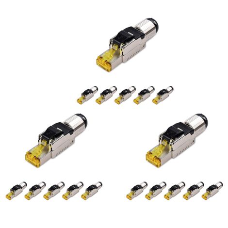 18-Pack Tool Free Shielded RJ45 Cat 8, Cat8 Field Termination Plug, Cat8 Connector, Cat8 Plug