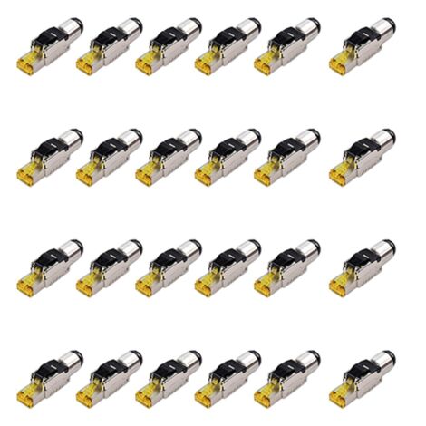 24-Pack Tool Free Shielded RJ45 Cat 8, Cat8 Field Termination Plug, Cat8 Connector, Cat8 Plug