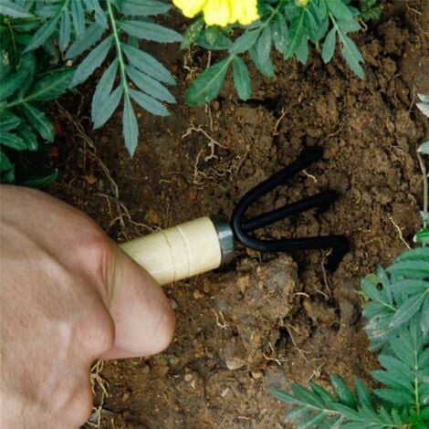 Set of 6 Mini Garden Tool Hand Planting Tools Small Shovel Rake Spade Wood Handle Planting Tools