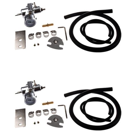 2X Universal Car Adjustable Fuel Pressure Regulator with Gauge Silver