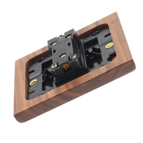 2X Retro American Industrial Style Light Switch Socket, Solid Wood Brass Toggle Switch Plate, Antique Home Stay Switch