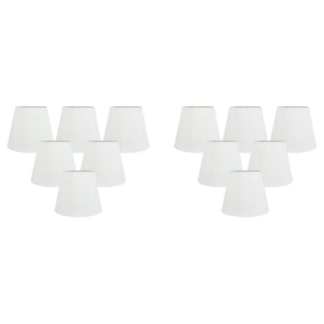 Set of 12 White Fabric Cloth Clip on Chandelier Lamp Shades, Replacement for E14 Wall Lamp Chandelier Home Decoration