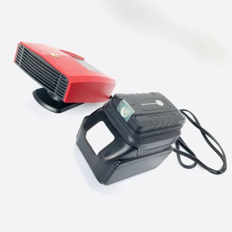 Car Heater Cold Warm Wind Defrosting Snow Demister 360° Rotation Dual USB Ports Adapter for Makita 18V Battery Red