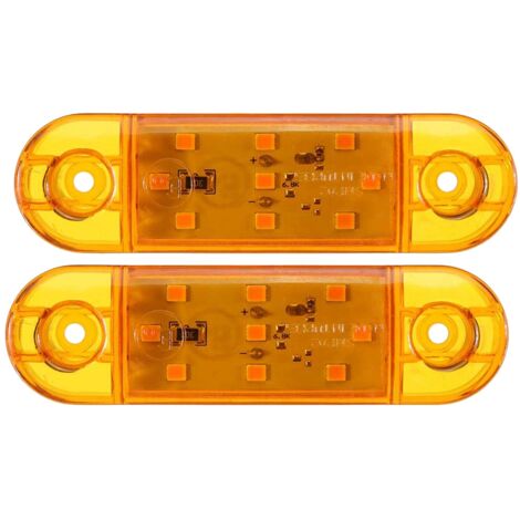 thumbnail image 2 of 2x Orange 12V/24V LED Side Marker Lights For Truck Lorry MAN DAF Scania Volvo - ES 2 of 5