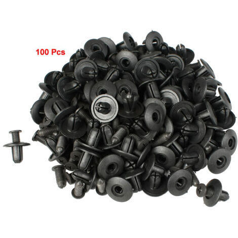Amico 100 Pcs Black Car Fender Plastic Rivet Fastener for 8mm Dia Hole