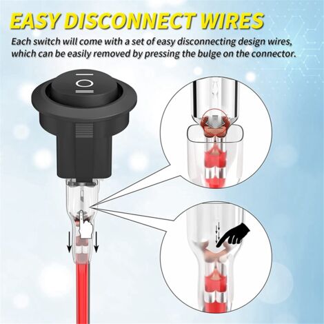 10PCS Round KCD1 Rocker Switch 12V 3 Pin 3 Position on Off on DC Circle ...