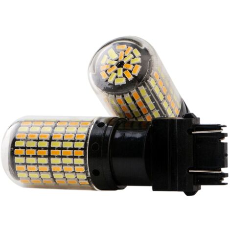 2pcs 3757 3157 4157NA LED Bulb Switchback White Amber Parking Turn ...