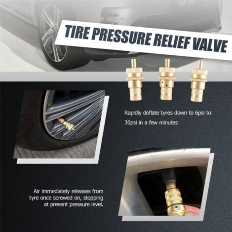 5Pcs Offroad Brass Tire Venting Machine s Kit Automatic 6-30Psi Tyre Tire Pressure Relief Valve Deflators Bleeder Valve