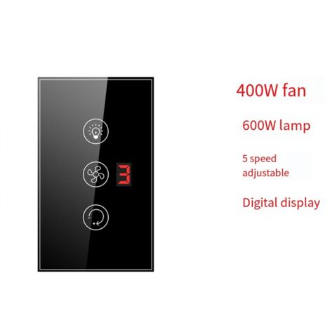 Tuya Wifi Fan Light Boiler Smart Switch Standard Water Heater Touch 3-in-1 for Home US Plug