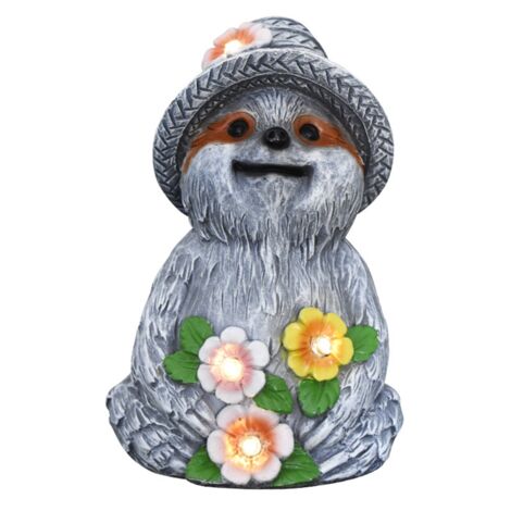 Solar Sloth Solar Powered Sloth Statue Garden Decor LED Light Resin Animal ...