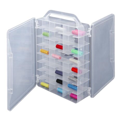 Double Sided 46 Grids Sewing Organizer,Sewing Spool Thread Storage Box ...