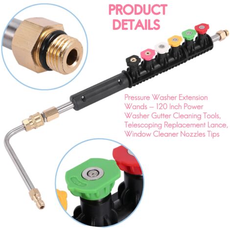 Pressure Washer Extension Wands - 120 Inch Power Gutter Cleaning Tools, Telescoping Replacement , Window Cleaner Nozzles Tips