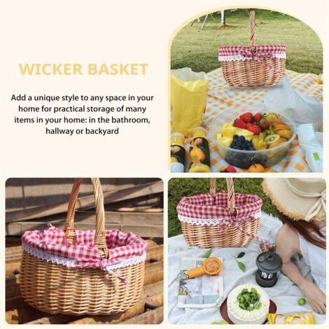 Wicker Basket Gift Baskets Empty Oval Willow Woven Picnic with Handle ...
