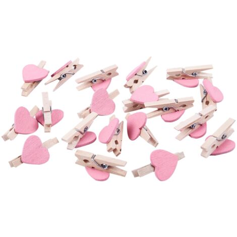 Mini Love Heart Shape Wooden Clips Message Photo Holder Album Card ...