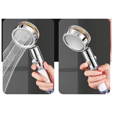 Supercharged Shower Head High Pressure Set Super Turbo with 3 Modes Gold