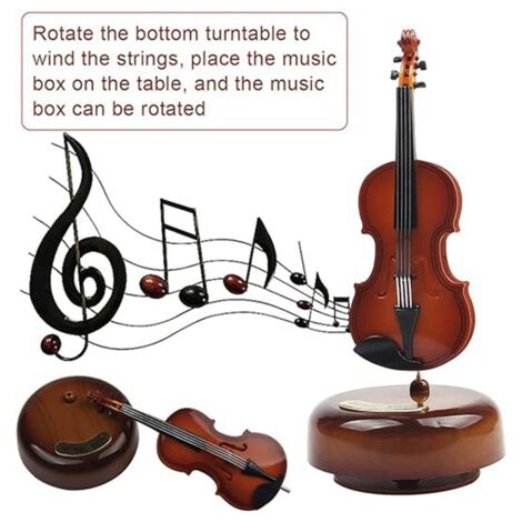 Violin Music Box,Mini Vintage Musical Box with Rotating Base, Classical ...