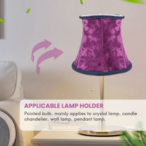 Fabric Clip On Lamp Shade, E14 Handmade Lampshade For Modern European Style Wall Sconce Lamp, Crystal Candle Table With Blue Flannel Decor (dark )