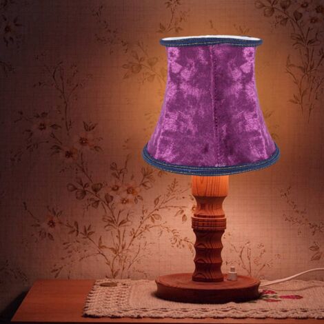 Fabric Clip On Lamp Shade, E14 Handmade Lampshade For Modern European Style Wall Sconce Lamp, Crystal Candle Table With Blue Flannel Decor (dark )