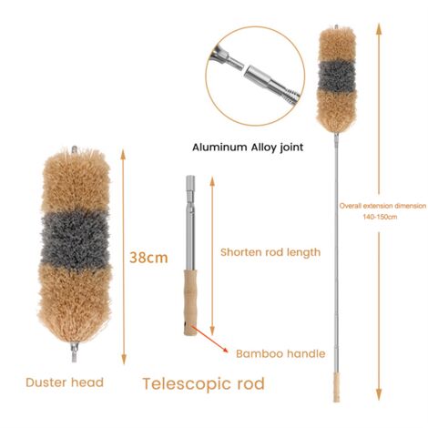 Telescopic Duster - Effective Dust Catcher with Special Microfiber Bamboo Handle Made From Moso